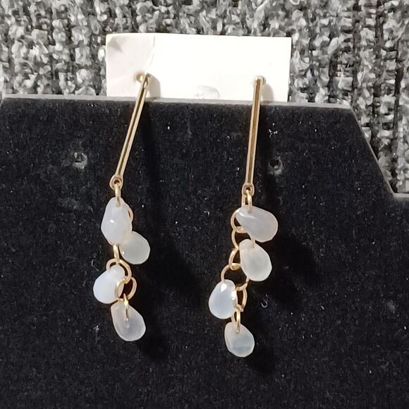 Gold-Toned Cascade Earrings w/ White Crystals - Picture 1 of 1